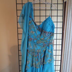 Prominent Collection Color: Turquoise Chiffon Sz. 18 Evening Dress - Never Worn